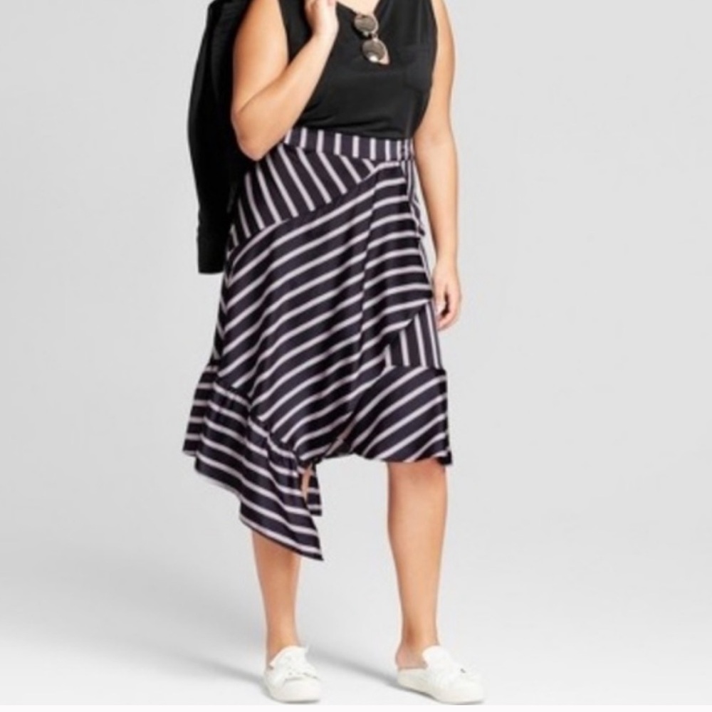 A new Day asymmetrical striped skirt large